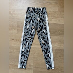 Aerie Gray Animal Print Leggings with White Side Stripe